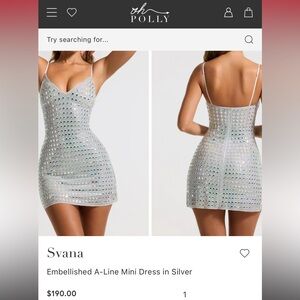 Oh Polly Silver Embellished A-Line Mini Dress SVANA